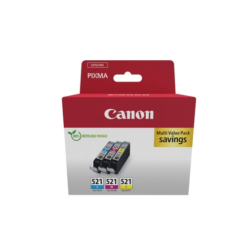 Canon CLI521CMY MULTI ECOPACK pack 3-colores carton
