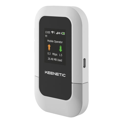 Keenetic Roamer 4G - Router Mobile Hotspot - WiFi 6 - Pantalla LCD - NanoSIM - Batería 3000 mAh - 4G LTE - USB Type-C