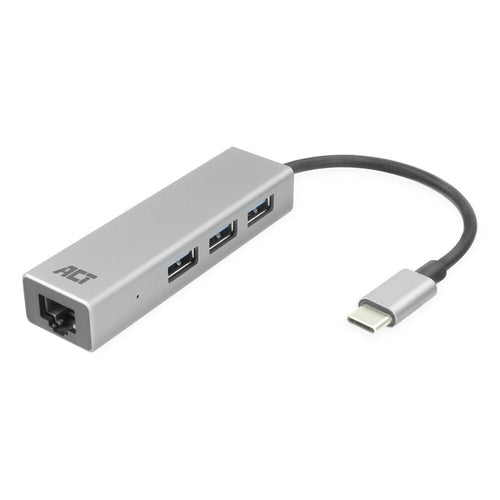 ACT Hub USB-C con 3 USB-A y Gigabit Ethernet