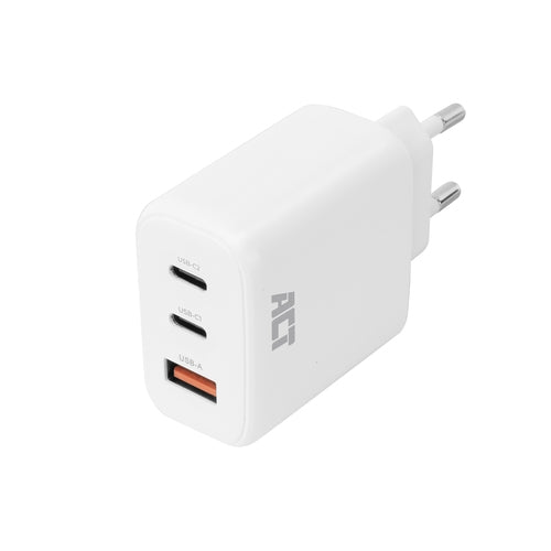 ACT - Cargador USB-C/USB-A de 65 W y 3 puertos con Power Delivery PPS, QuickCharge y GanFast