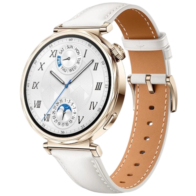 Huawei Watch GT5 41 mm Correa Cuero Blanco 1,32 pulgadas AMOLED GPS 7 días +100 deportes 5ATM IP69K