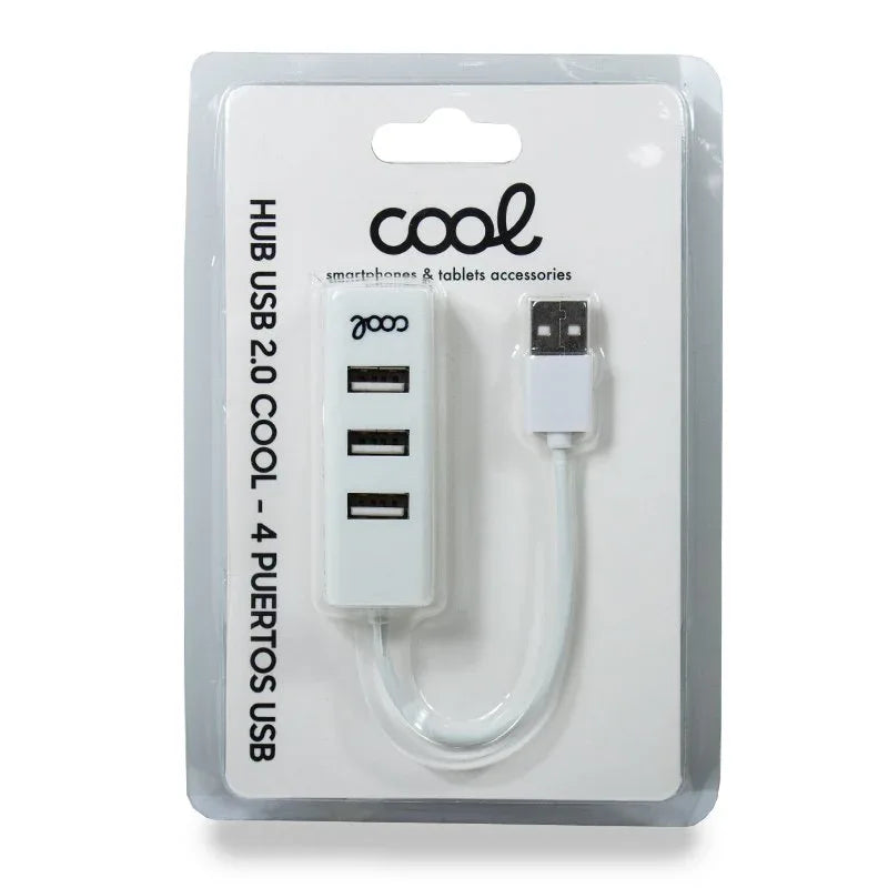 Hub USB 2.0 Universal COOL 4 Puertos USB Blanco - PixelPlaza