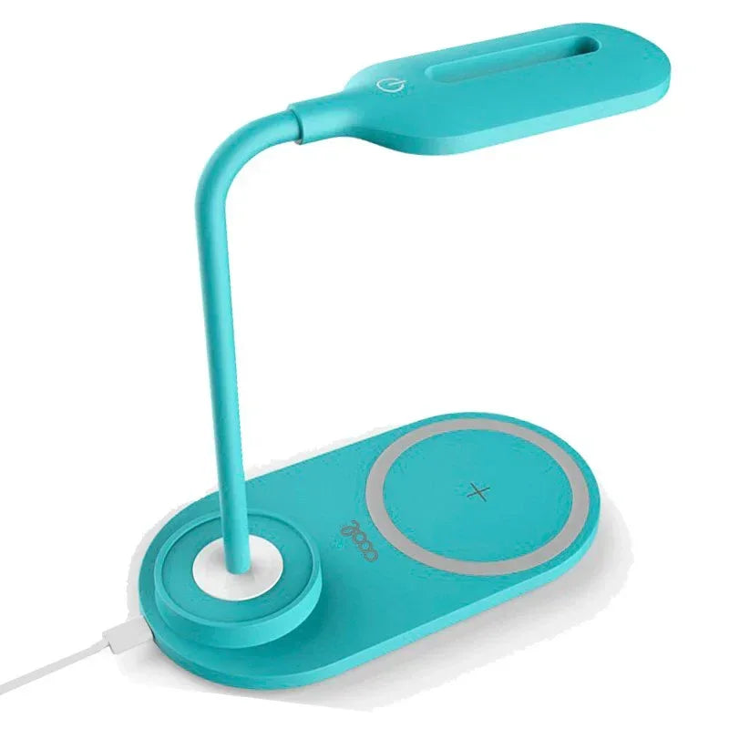Lámpara LED + Base Carga Inalámbrica Qi COOL Celeste - PixelPlaza