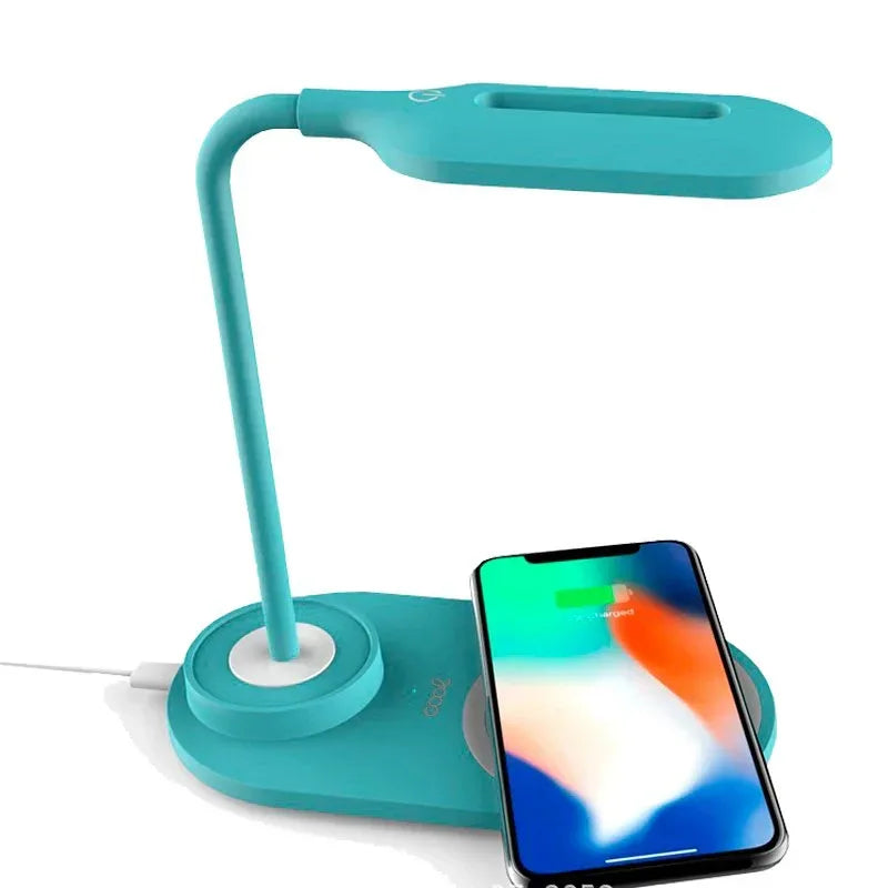 Lámpara LED + Base Carga Inalámbrica Qi COOL Celeste - PixelPlaza
