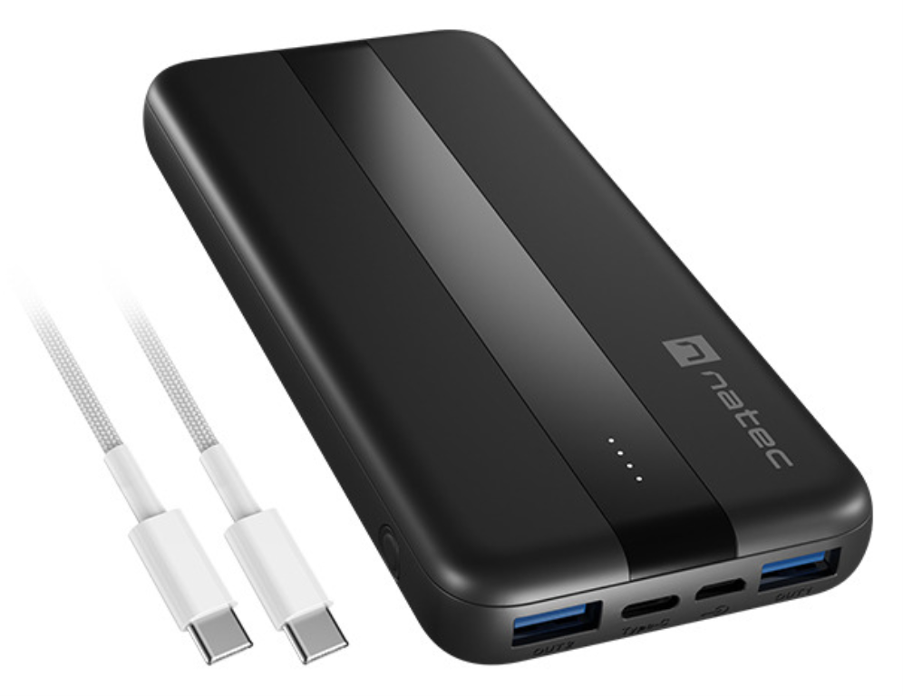 Natec TREVI SLIM Q V2 Polímero de litio 10000 mAh Negro