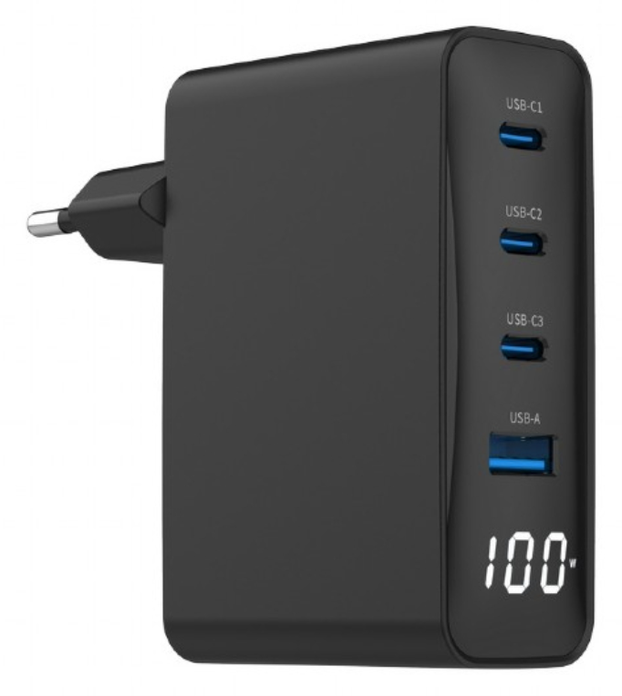 Gembird TA-UC-PDQC100LCD-01-BK cargador de dispositivo móvil Portátil, Smartphone Negro Corriente alterna Carga rápida I