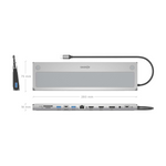 Aisens ASUC-12P020-GR base para portátil y replicador de puertos Alámbrico USB 3.2 Gen 1 (3.1 Gen 1) Type-C