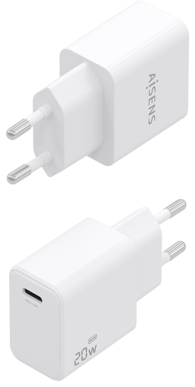 Aisens Cargador GaN USB-C PD3.0 1xUSB-C 20W, Blanco
