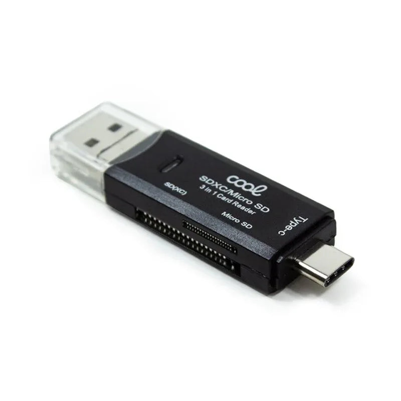 Lector Tarjetas Memoria Universal COOL 3 en 1 (Tipo-C / Micro-USB / USB) - PixelPlaza