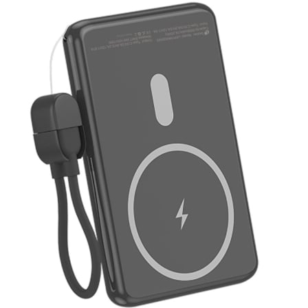 Powerbank 5000mAh Leotec LEPOWW20W5K/ 20W/ Wireless/ Negra/ Incluye Cable USB Tipo-C