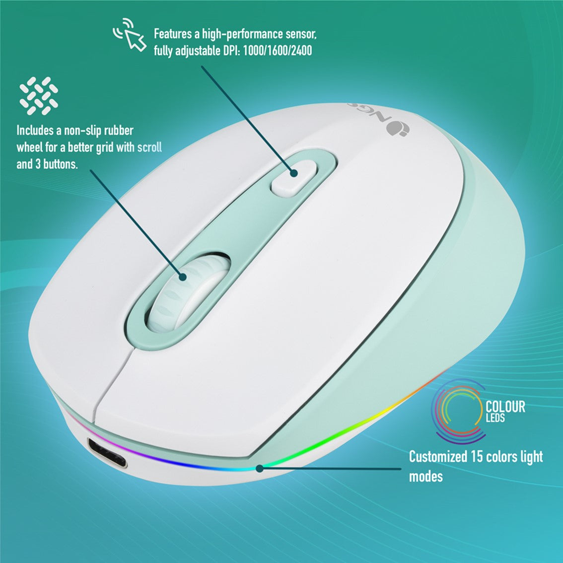 Raton multidispositivo inalambrico recargable NGS smogmint - rb