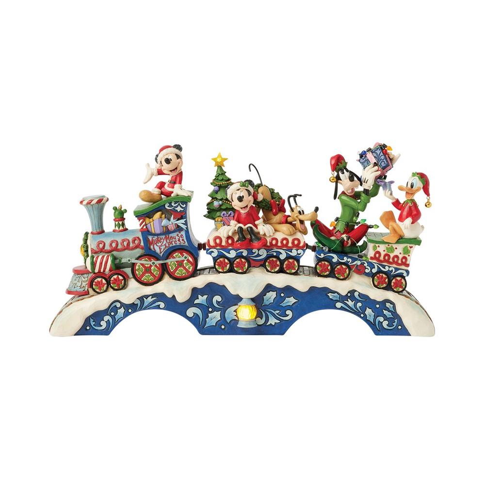 Figura Enesco disney mickey y sus amigos tren navideño LED