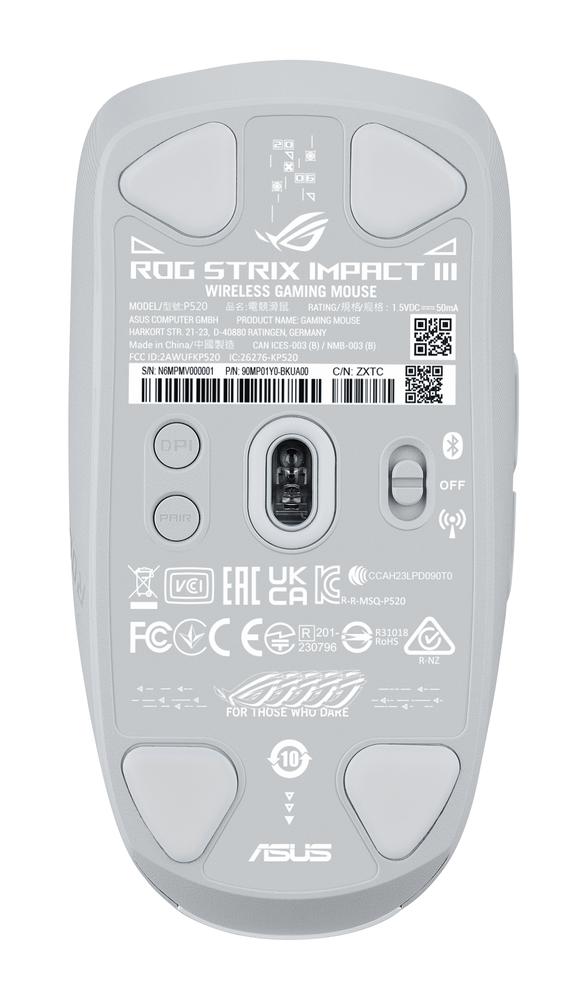 Raton inalambrico gaming Asus rog strix impact iii blanco