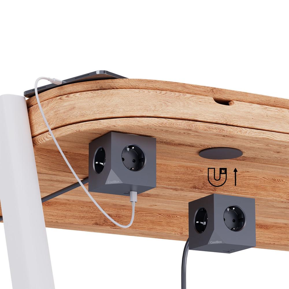 Base de enchufes Coolbox cubik magnet 3 enchufes con carga USB c+a cable ac integrado