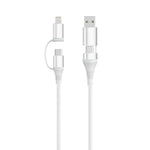 Cable USB tipo c - lightning a USB tipo c - USB tipo a Ewent ec1076 2m · macho - macho · blanco