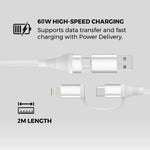 Cable USB tipo c - lightning a USB tipo c - USB tipo a Ewent ec1076 2m · macho - macho · blanco
