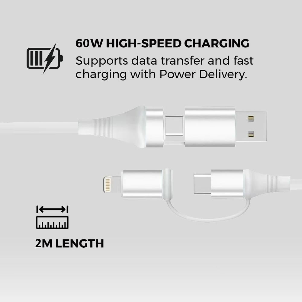 Cable USB tipo c - lightning a USB tipo c - USB tipo a Ewent ec1076 2m · macho - macho · blanco