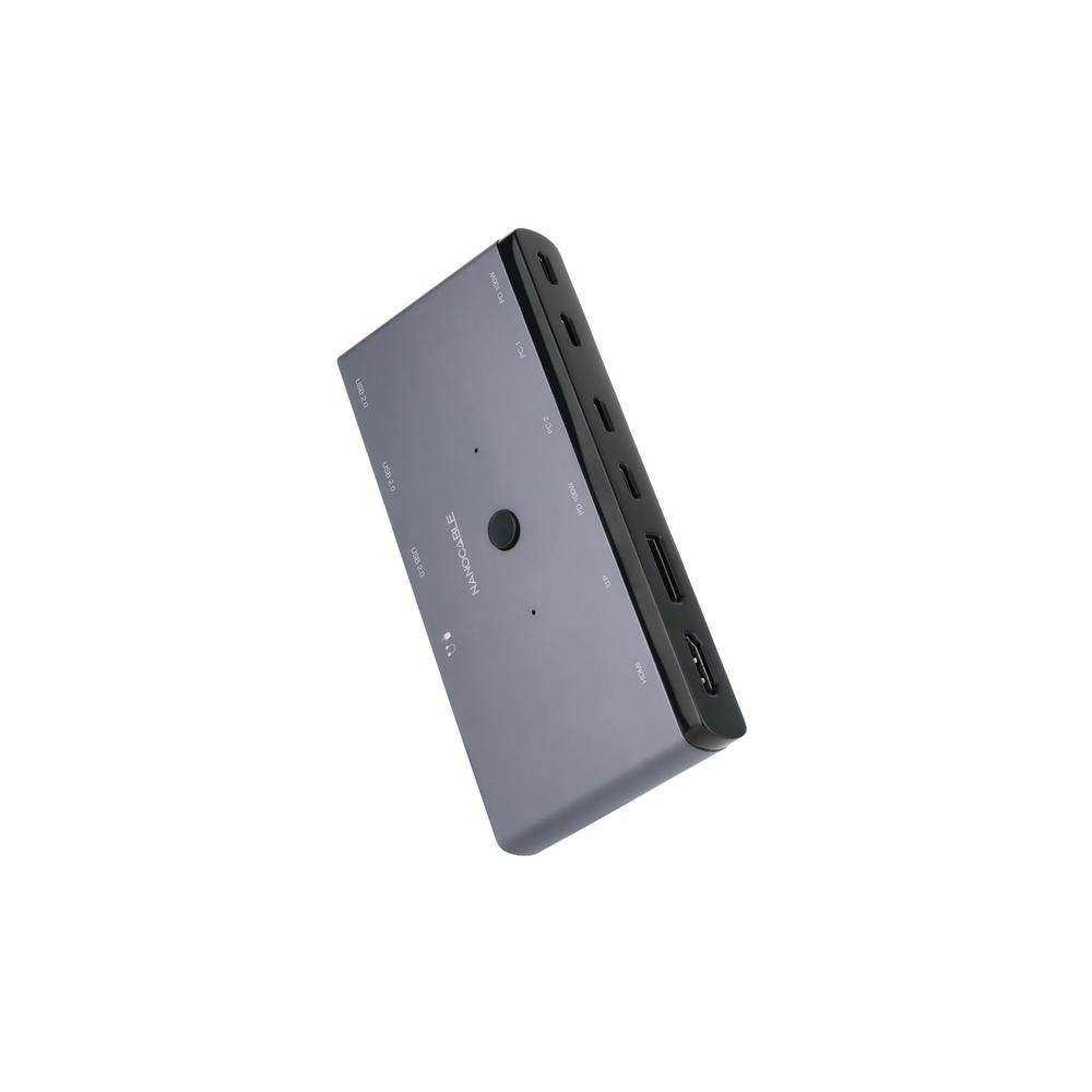 Conmutador kvm switch Nanocable 2xusb - c a 3xusb - a+2xusb - c - pd+hdmi+dp+au