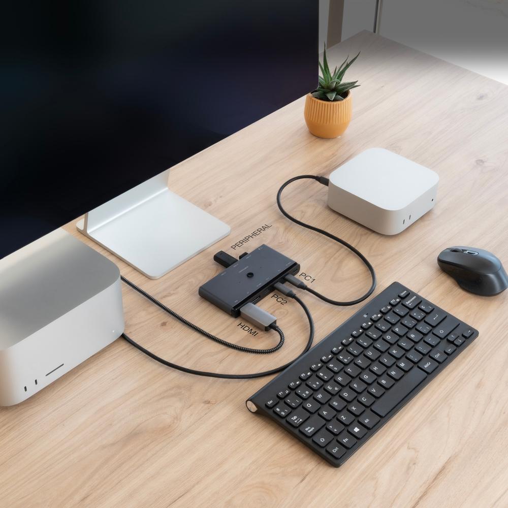Conmutador kvm switch Nanocable 2xusb - c a 3xusb - a+2xusb - c - pd+hdmi+dp+au