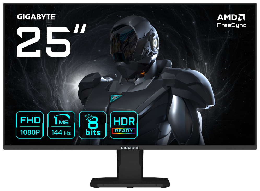 Gigabyte GS25F14 Monitor Gaming FHD de 25” - 1920 x 1080, 144Hz, 1ms, 300 cd/m², Display HDR 10, HDMI 2.0, DisplayPort 1