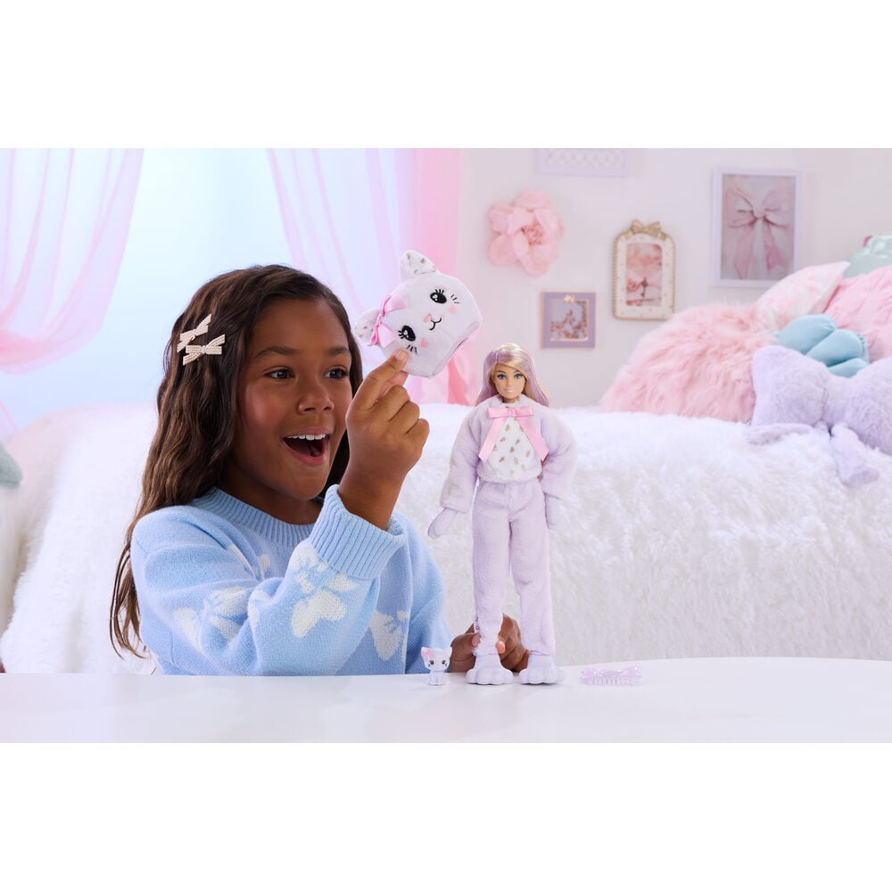 Muñeca Gatito Lila Cutie Reveal Lazos Dulces Barbie