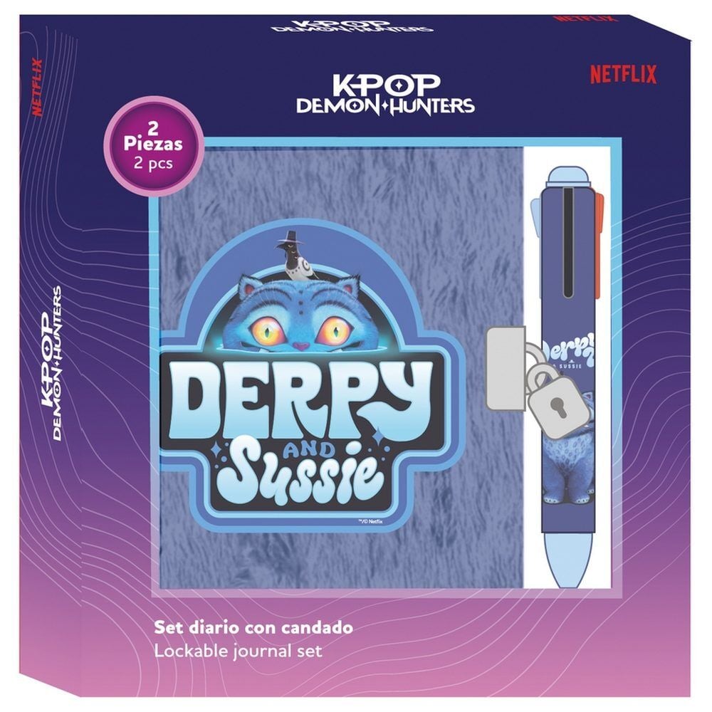 Set diario + boligrafo 4 colores Derpy Kpop Demon Hunters