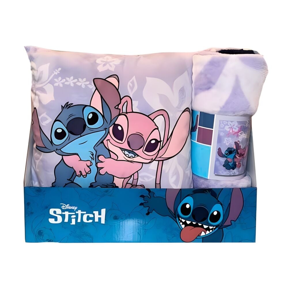 Set manta polar + cojin Angel & Stitch Disney