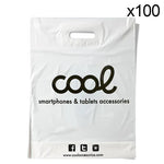 Pack 100 Bolsas Plástico Blancas 70% Reciclado COOL Grandes (51 x 40 cm) - PixelPlaza