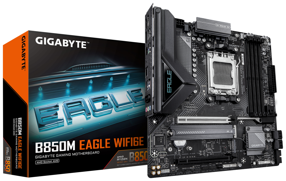 Gigabyte B850M EAGLE WIFI6E Placa Base - Procesadores AMD Ryzen Serie 9000, VRM digital de 8+2+2 fases, hasta 8200MHz DD