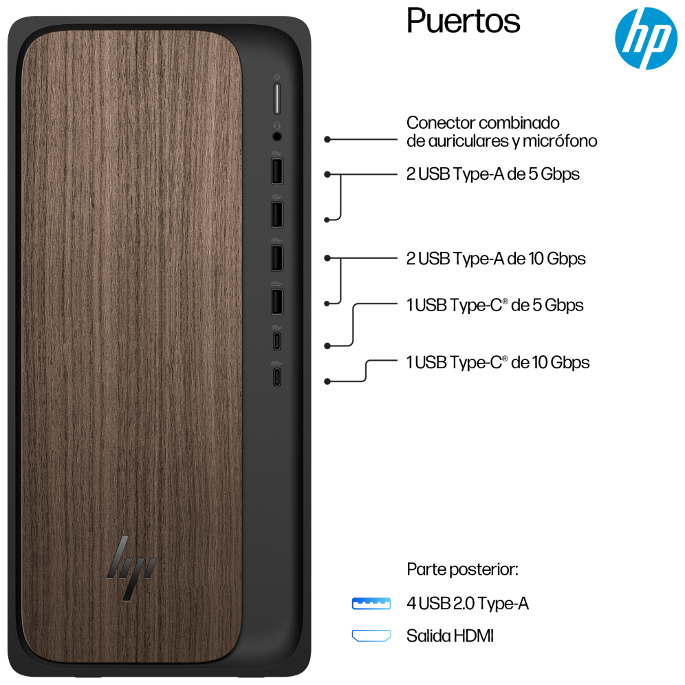 HP M03-0038NS U5-225 512GB 16GB FREEDOS DDR5-SDRAM SSD Torre PC AI PC
