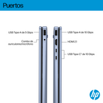 HP 14-FP0007NSX ULTRA 5 325 512GB 16GB 14.0IN WIN11 120U 35,6 cm (14") Pantalla táctil 2K LPDDR5-SDRAM SSD Wi-Fi 6 (802.