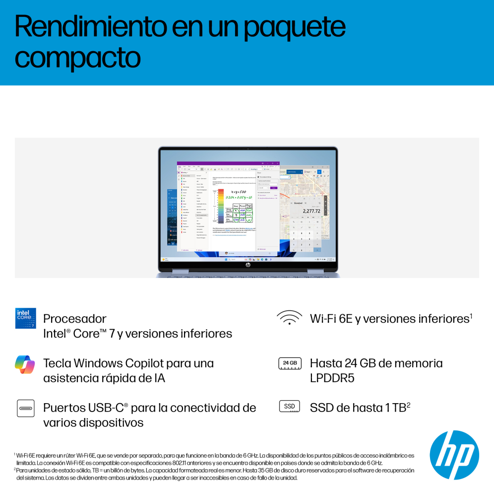 HP 14-FP0007NSX ULTRA 5 325 512GB 16GB 14.0IN WIN11 120U 35,6 cm (14") Pantalla táctil 2K LPDDR5-SDRAM SSD Wi-Fi 6 (802.