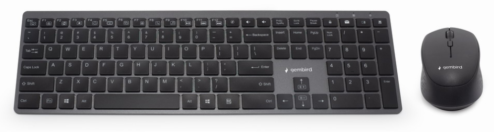 Gembird KBS-ECLIPSE-M500-PT teclado Ratón incluido Universal RF inalámbrico QWERTY Portugués Gris
