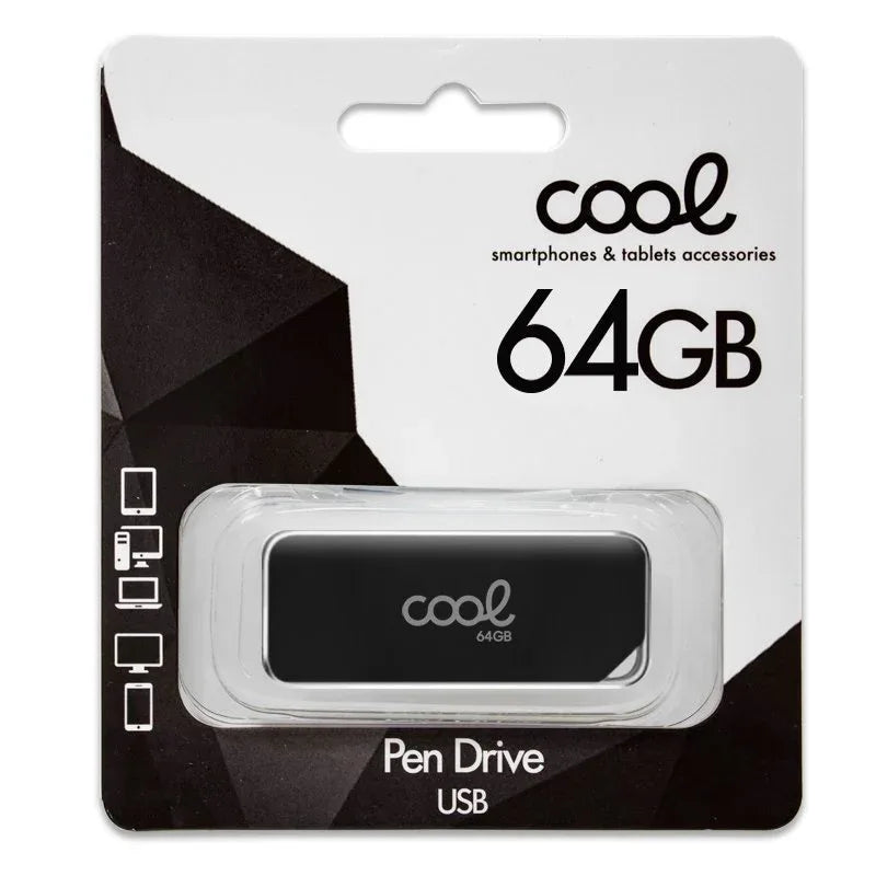 Pen Drive USB x64 GB 2.0 COOL Board Negro - PixelPlaza