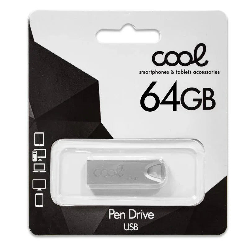 Pen Drive USB x64 GB 2.0 COOL Metal KEY Plata - PixelPlaza