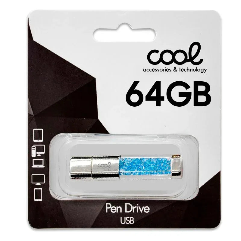 Pen Drive USB x64 GB 3.0 COOL Crystal Celeste - PixelPlaza
