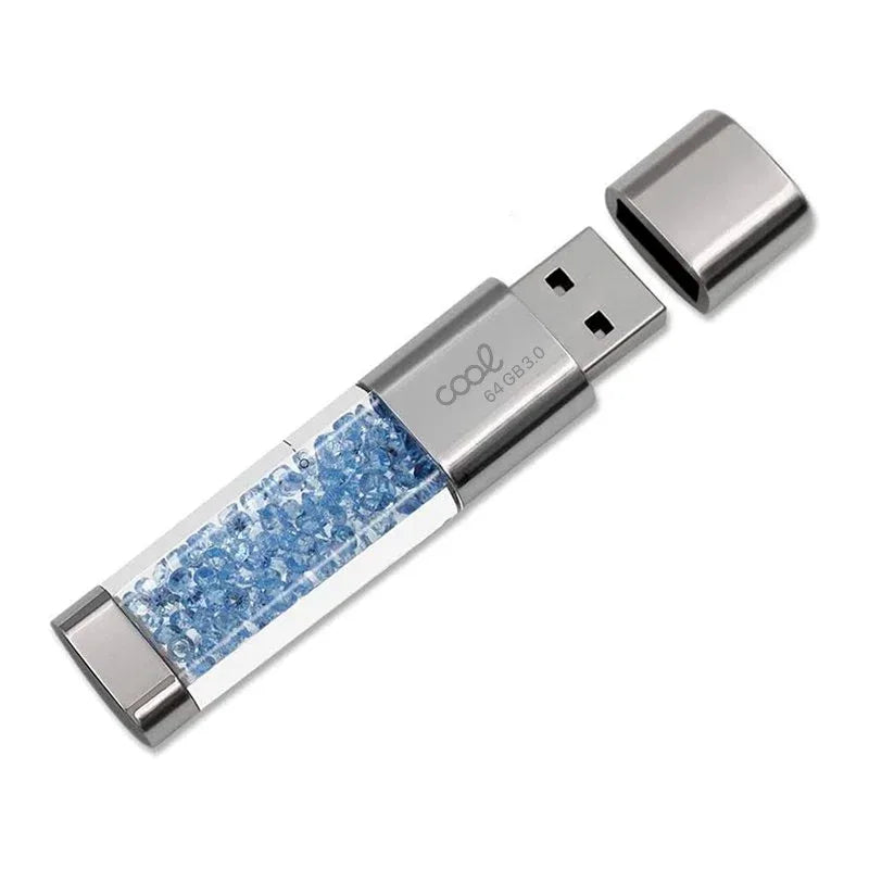 Pen Drive USB x64 GB 3.0 COOL Crystal Celeste - PixelPlaza