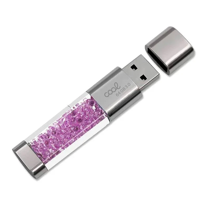 Pen Drive USB x64 GB 3.0 COOL Crystal Rosa - PixelPlaza