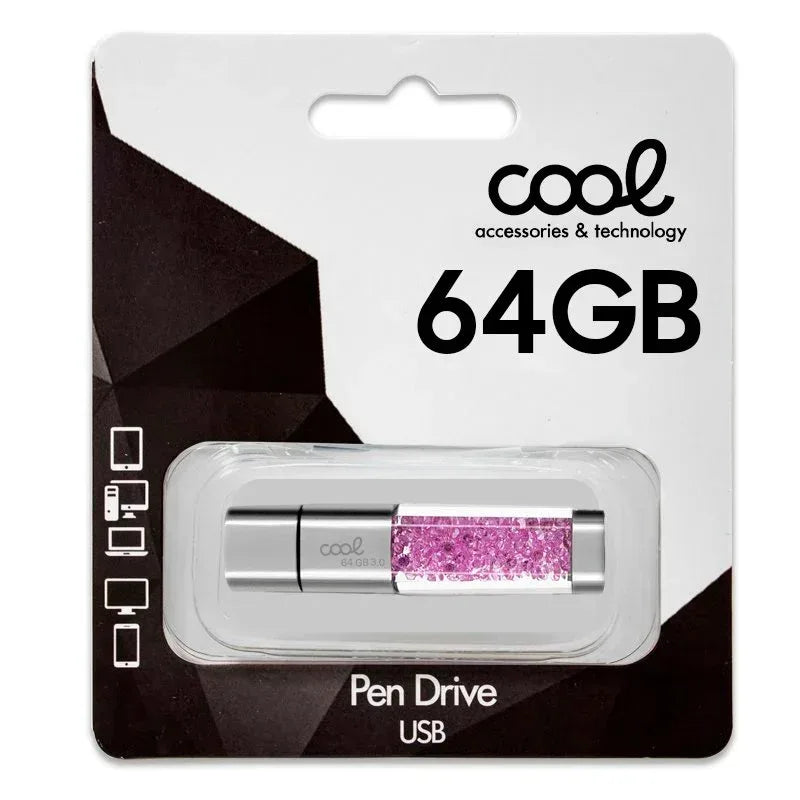 Pen Drive USB x64 GB 3.0 COOL Crystal Rosa - PixelPlaza