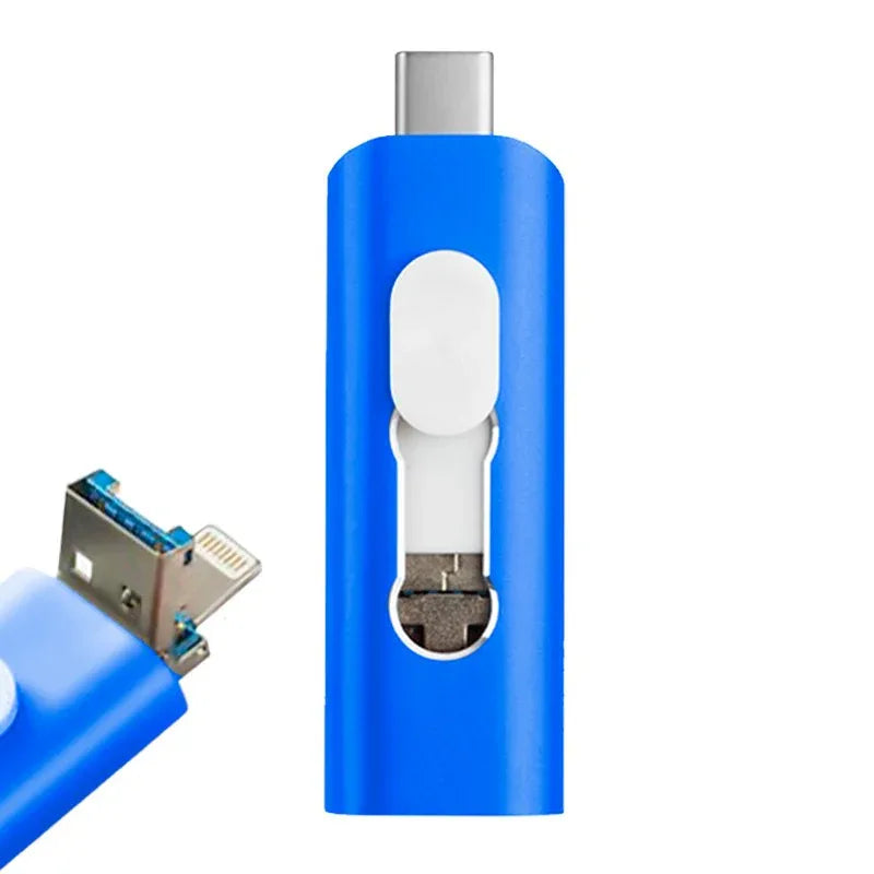 Pen Drive USB x64 GB COOL (3 en 1) Lightning / Tipo-C / USB Azul - PixelPlaza