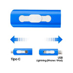 Pen Drive USB x64 GB COOL (3 en 1) Lightning / Tipo-C / USB Azul - PixelPlaza