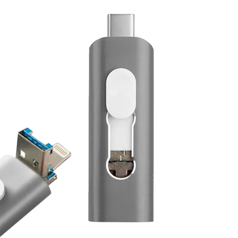 Pen Drive USB x64 GB COOL (3 en 1) Lightning / Tipo-C / USB Gris - PixelPlaza