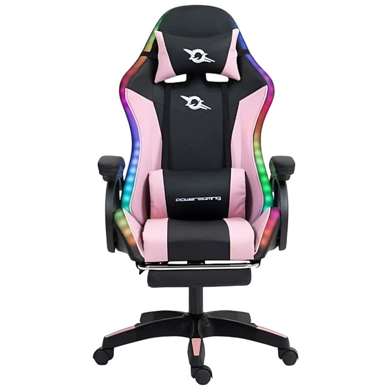 PowerGaming LED RGB Silla Reposapiés Negro plus Rosa #rosa