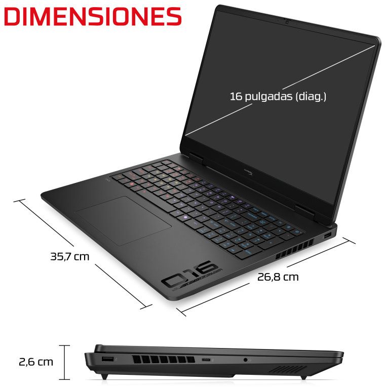 HP 16-AP1006NS ULTRA 5 322 1TB 24GB 16.0IN FREEDOS Copilot+ PC 40,6 cm (16") 2.5K DDR5-SDRAM Wi-Fi 6 (802.11ax) Negro