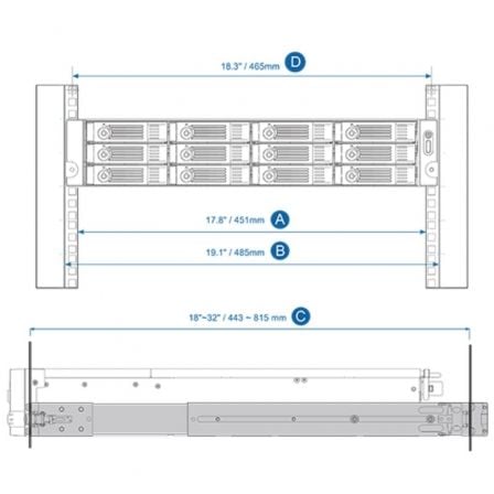 Kit de Railes deslizantes Qnap RAIL-B02/ para Modelos de Nas Compatibles