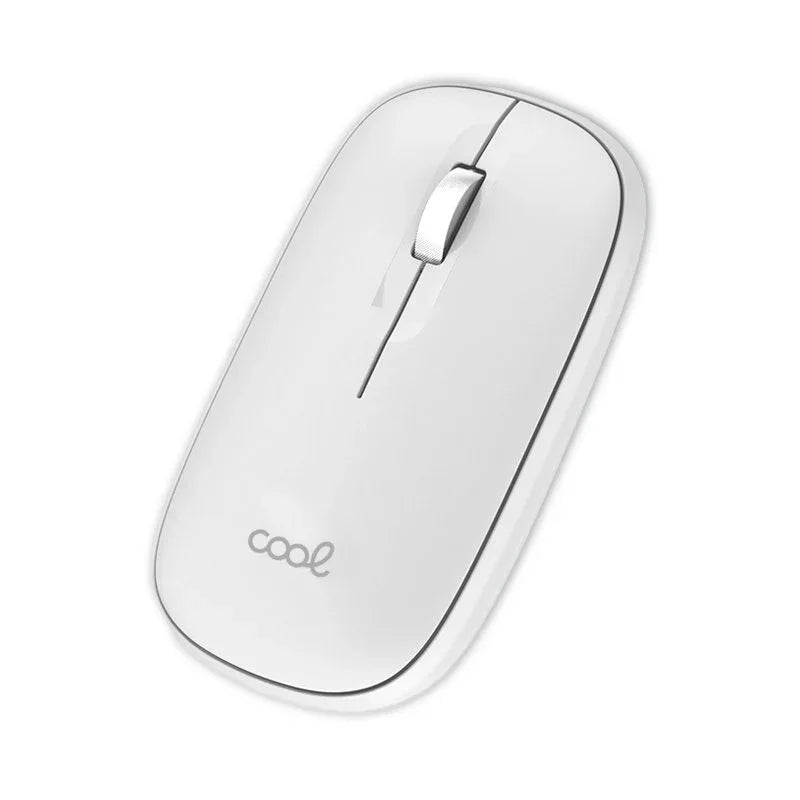 Ratón Inalámbrico COOL Slim Silencioso 2 en 1 (Bluetooth + Adap. USB) Blanco - PixelPlaza