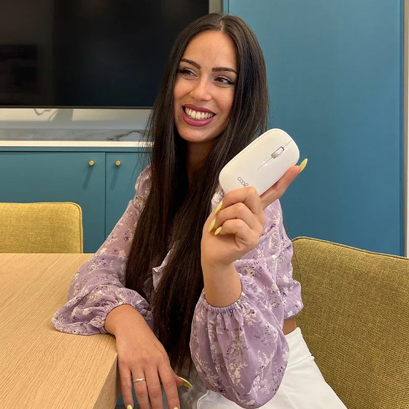 Ratón Inalámbrico COOL Slim Silencioso 2 en 1 (Bluetooth + Adap. USB) Blanco - PixelPlaza