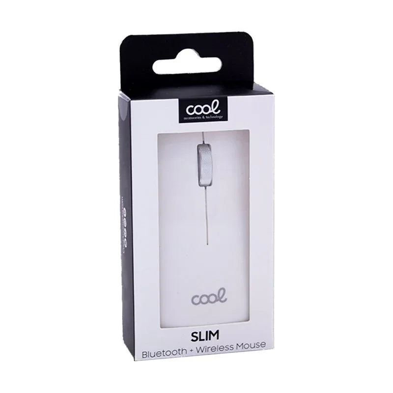 Ratón Inalámbrico COOL Slim Silencioso 2 en 1 (Bluetooth + Adap. USB) Blanco - PixelPlaza
