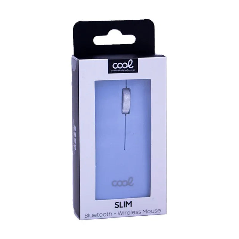 Ratón Inalámbrico COOL Slim Silencioso 2 en 1 (Bluetooth + Adap. USB) Celeste - PixelPlaza