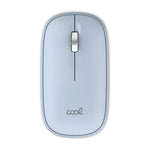Ratón Inalámbrico COOL Slim Silencioso 2 en 1 (Bluetooth + Adap. USB) Celeste - PixelPlaza